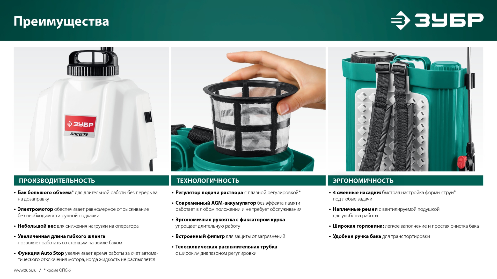 ЗУБР 5 л, аккумуляторный опрыскиватель (ОПС-5)