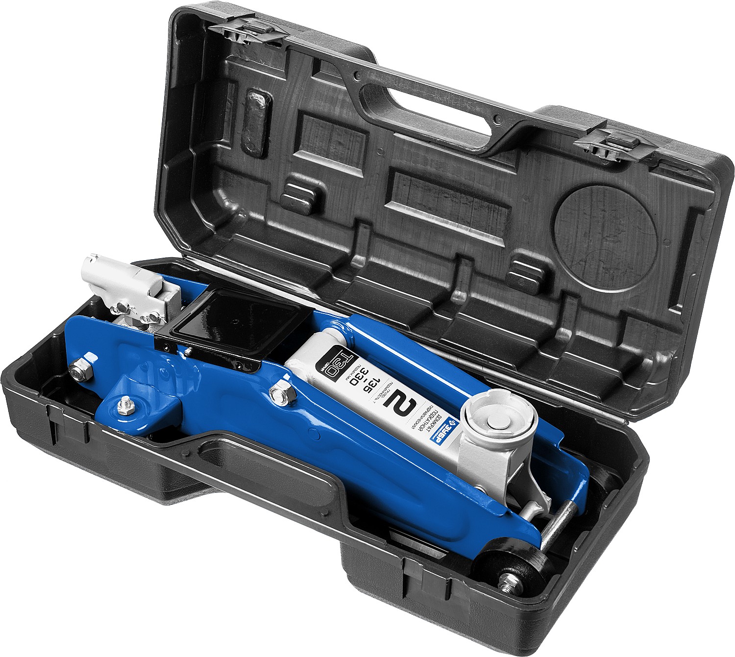 ЗУБР Т-30-K, 2 т, 135 - 330 мм, подкатной гидравлический домкрат в кейсе, Профессионал (43053-2-K)