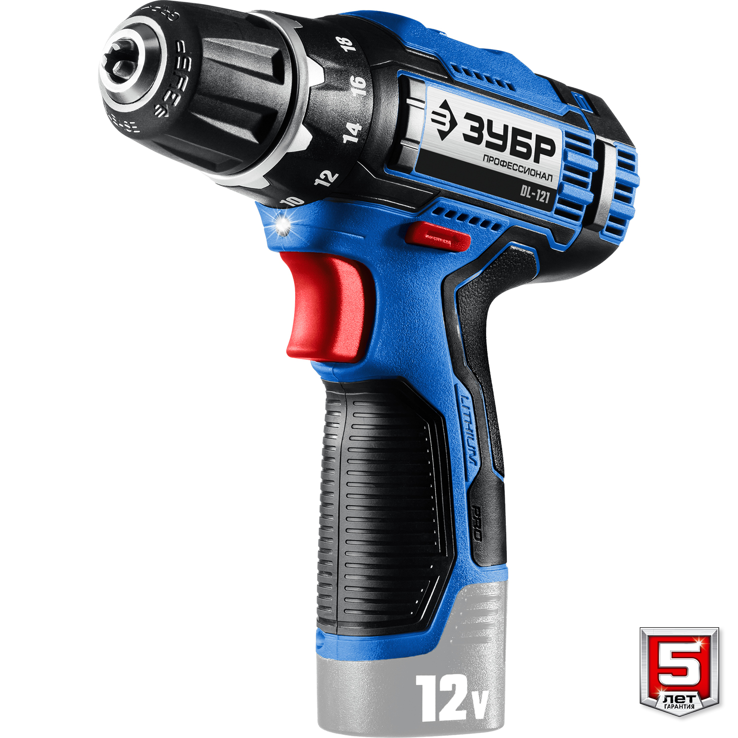 ЗУБР 12 В, 40 Н·м, без АКБ (тип Т7), дрель-шуруповерт, Профессионал (DL-121)