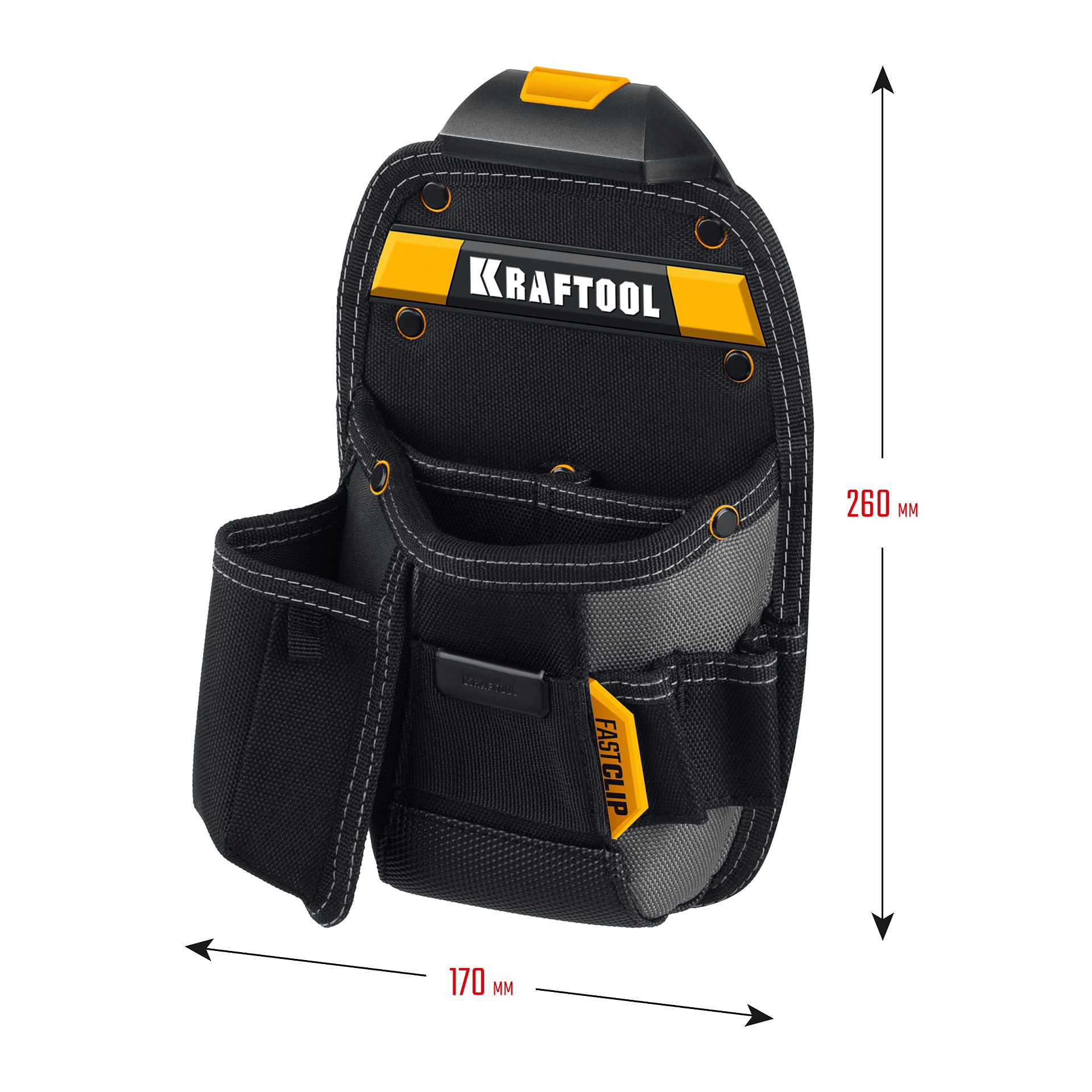 KRAFTOOL KP-8 поясная сумка с быстросъёмным креплением FastClip, 170 х 260 мм (38776)