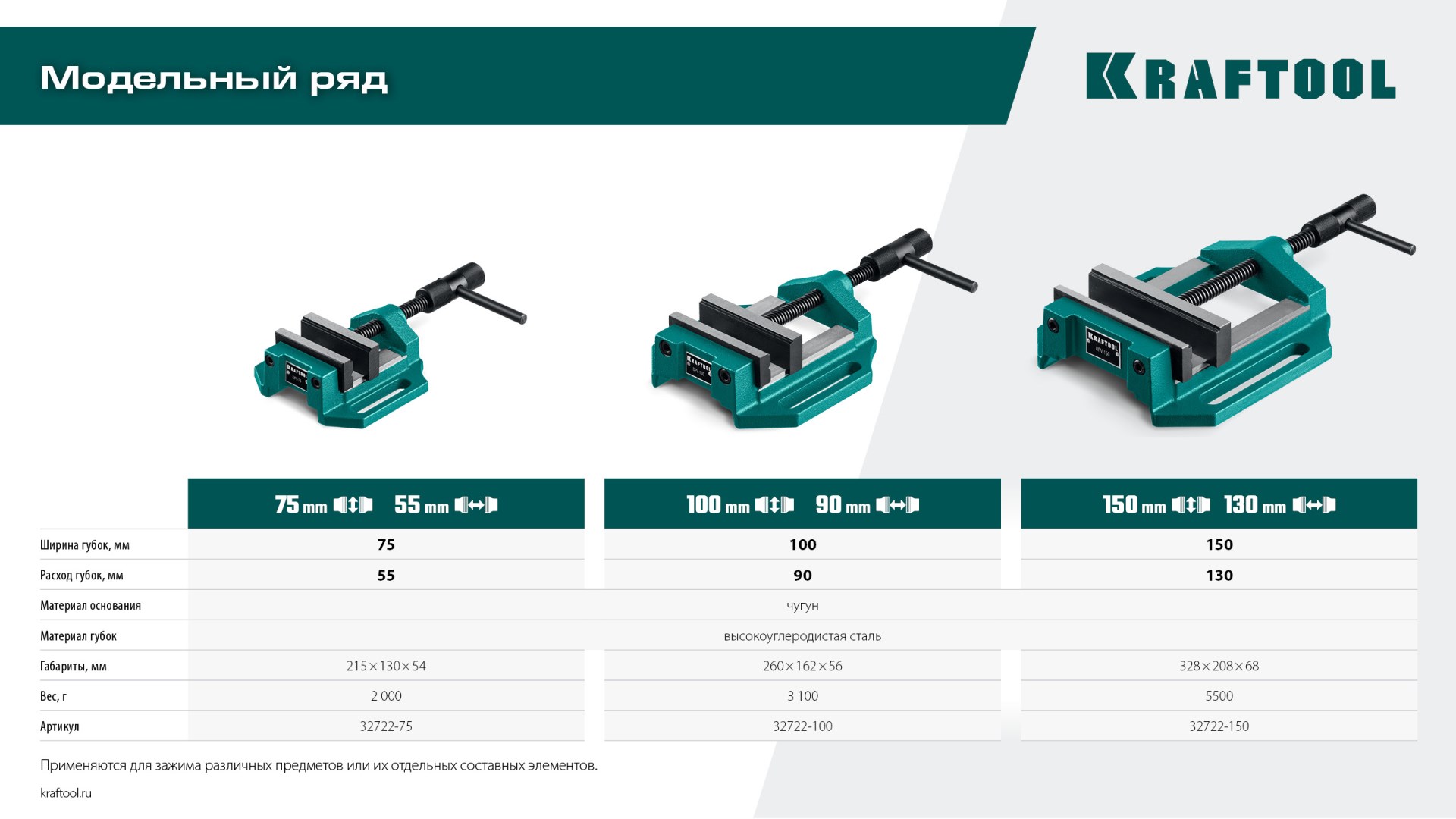 KRAFTOOL DPV-100, 100 мм, станочные сверлильные тиски (32722-100)
