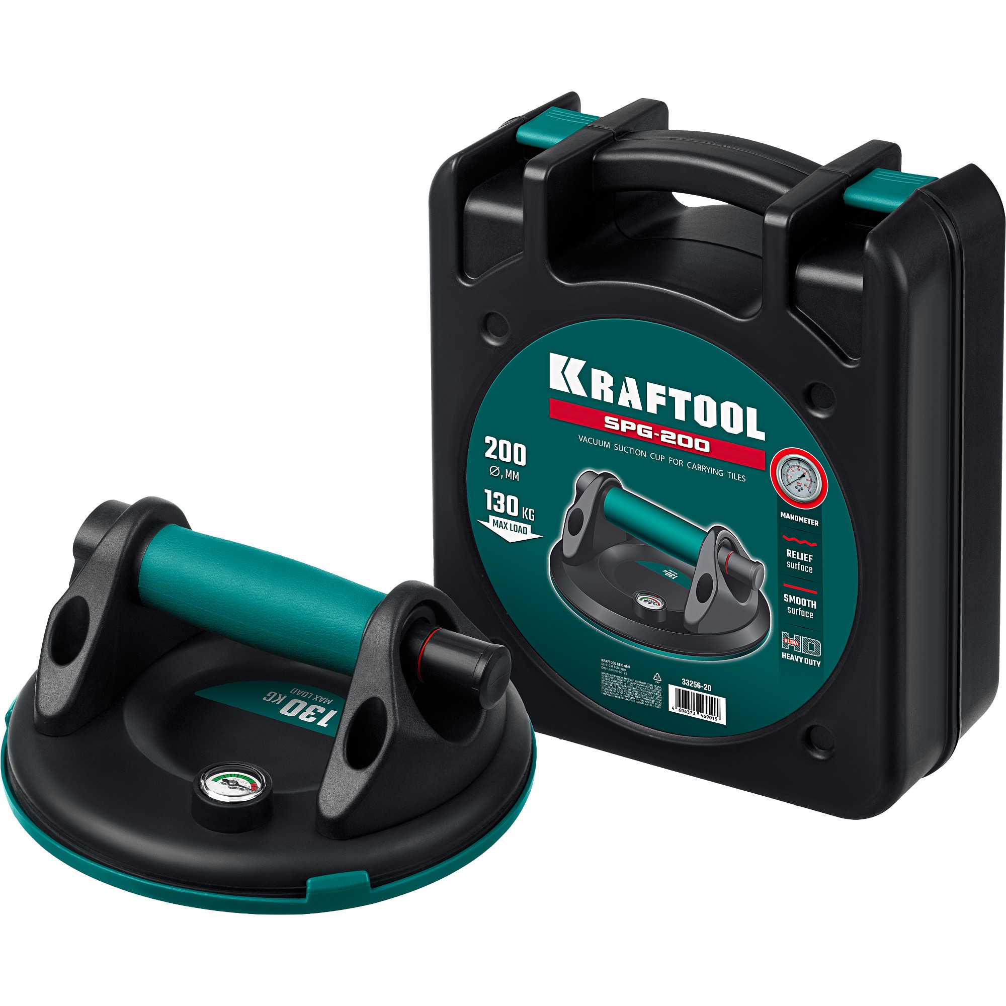 KRAFTOOL SPG-200 130 кг, 200 мм, манометр, вакуумная присоска с манометром (33256-20)