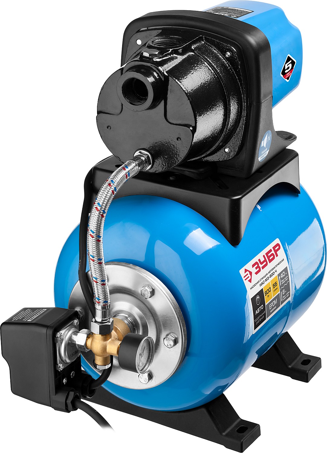 ЗУБР 800 Вт, бак 20 л, автоматическая насосная станция, чугунный корпус (НАС-М3-800-Ч)