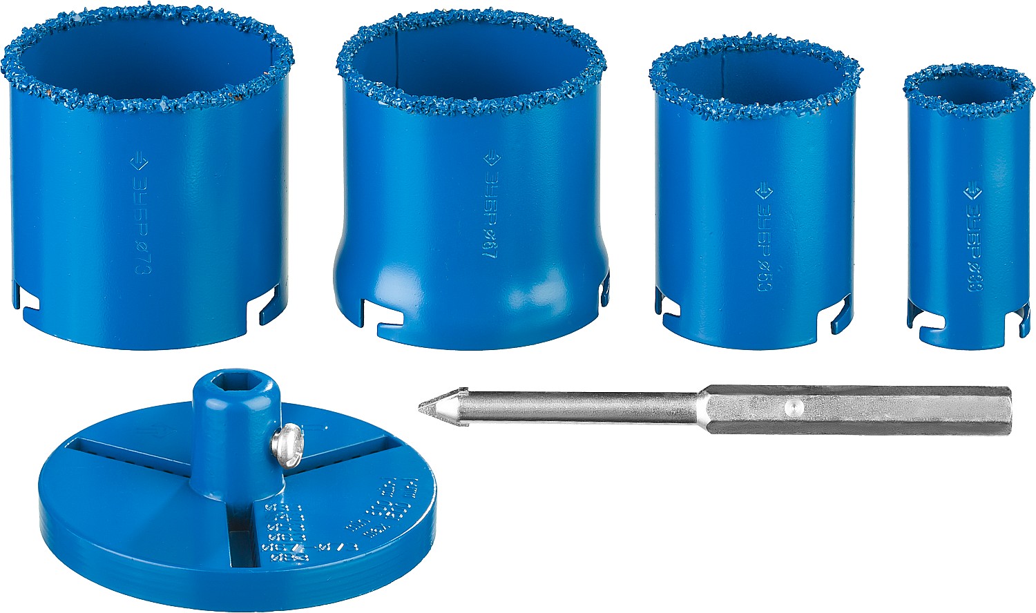 ЗУБР 6 шт, 33, 53, 67, 73 мм, карбид вольфрама, набор кольцевых коронок, Профессионал (33350-H6)