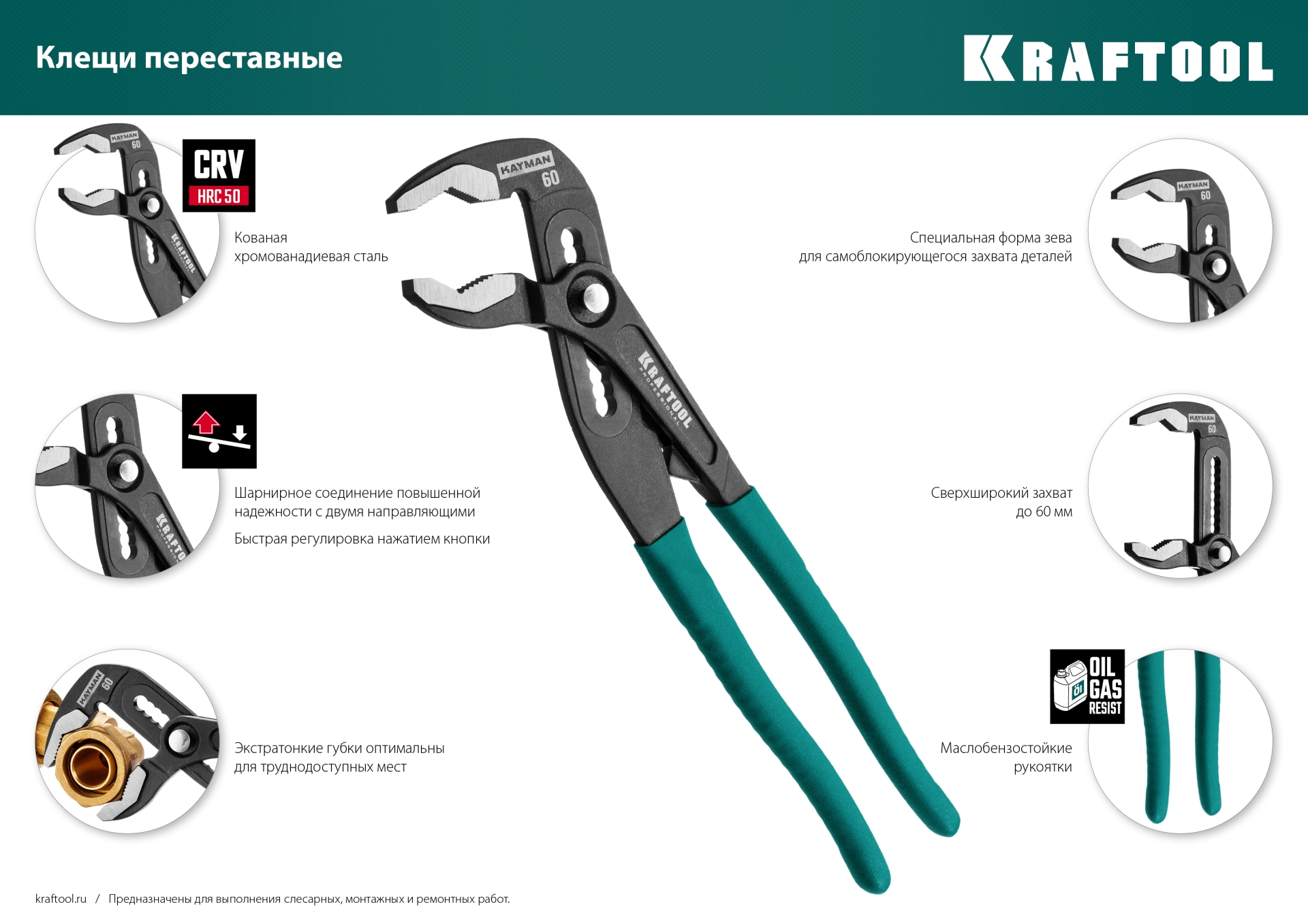 KRAFTOOL 4 предм., набор губцевого инструмента (22012)