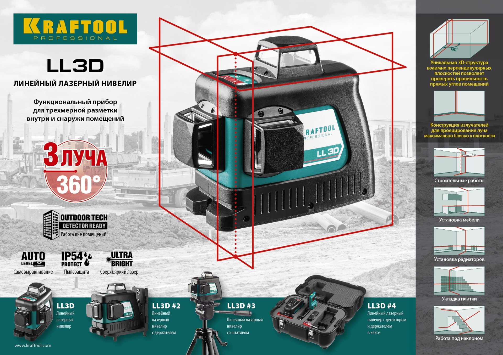 KRAFTOOL LL 3D #3, лазерный нивелир (34640-3)