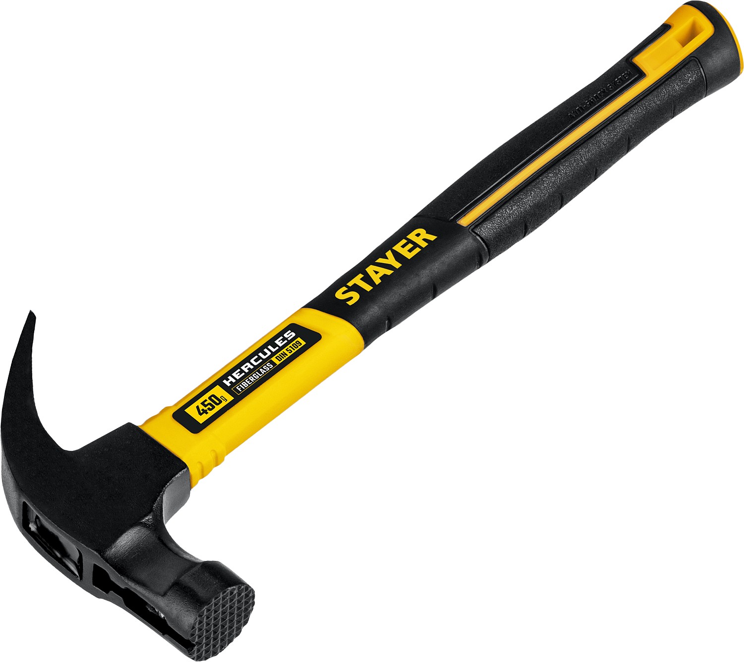 STAYER Hercules-M, 450 г, молоток-гвоздодёр столярный с фиберглассовой рукояткой, Professional (2027-450)
