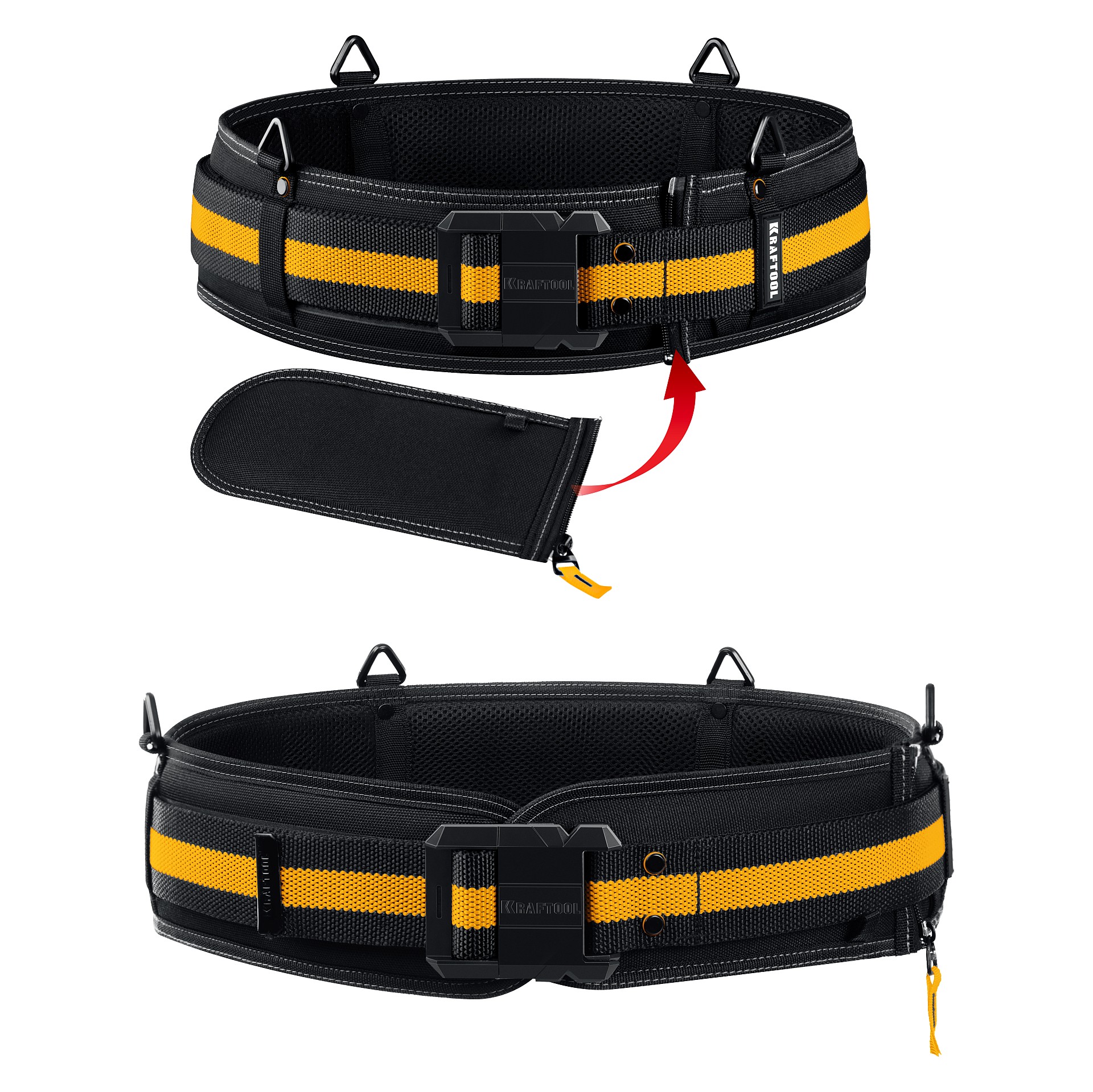 KRAFTOOL KBS-5 пояс монтажника, в комплекте: пояс монтажника, подтяжки и 3 сумки (38760-5)