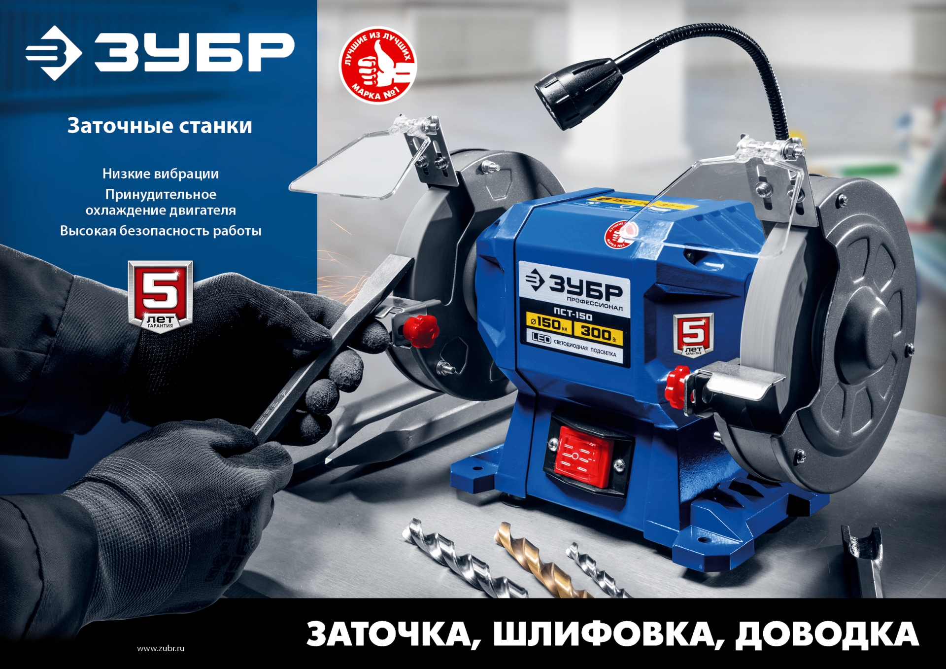 ЗУБР d 150 мм / d 200 мм, 500 Вт, заточной станок для мокрого и суxого шлифования, Профессионал (ПТМ-150)