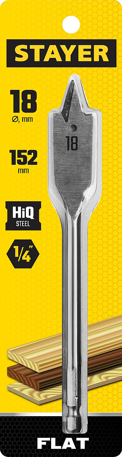 STAYER Flat, 18 x 152 мм, перовое, cверло по дереву (2950-18)