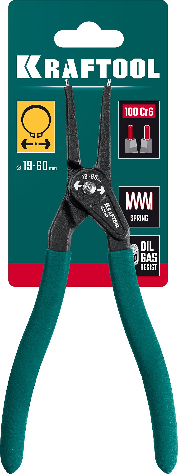 KRAFTOOL 180 мм, прямые губки, внешний, съемник стопорных колец (22812-3)