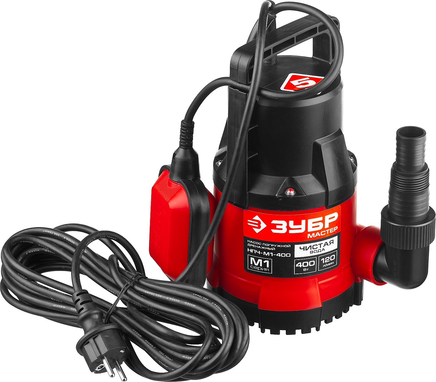 ЗУБР 400 Вт, дренажный насос с минимальным уровнем откачки (НПЧ-М1-400)
