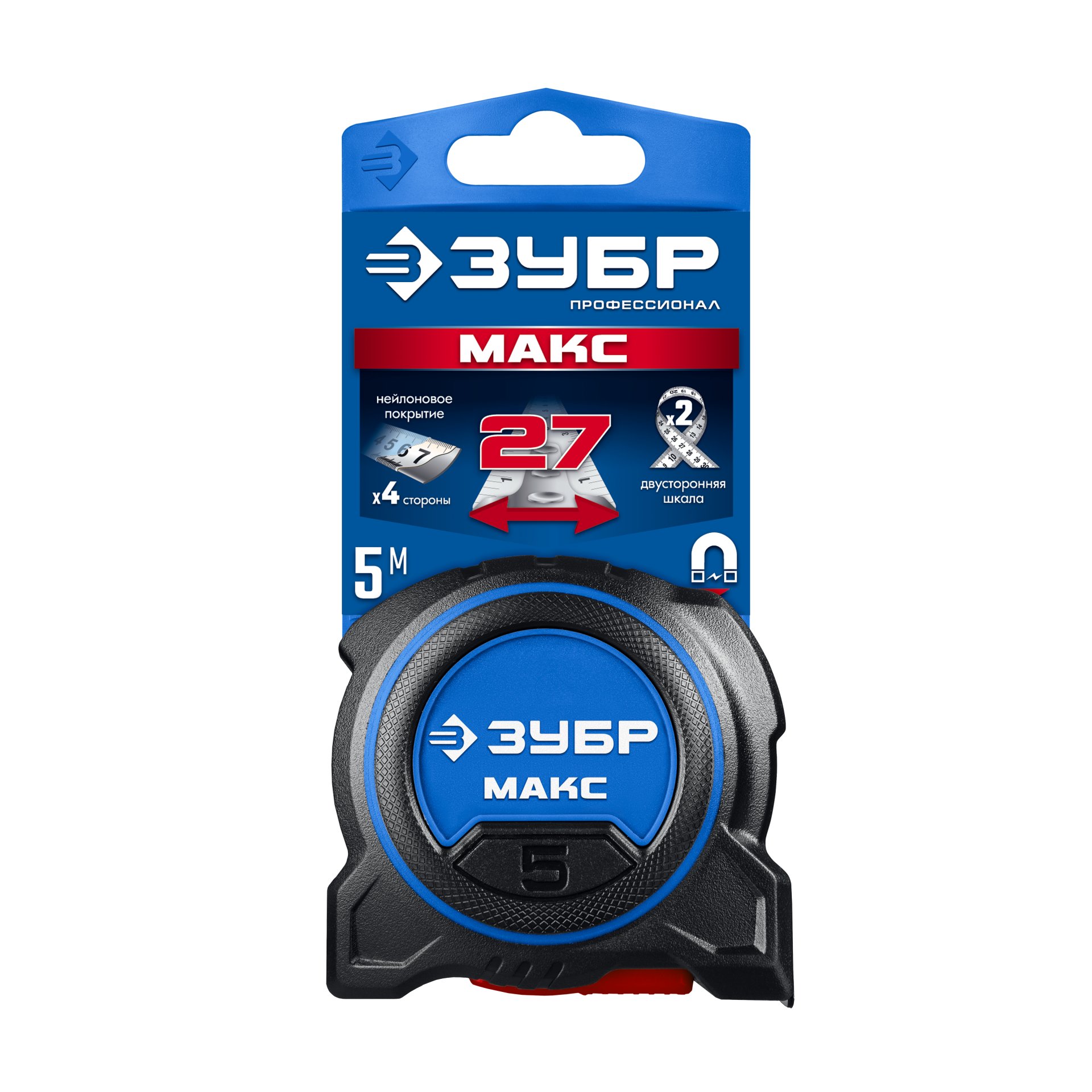 ЗУБР МАКС 5м х 27мм, рулетка со сверхшироким полотном (34060-05-27)