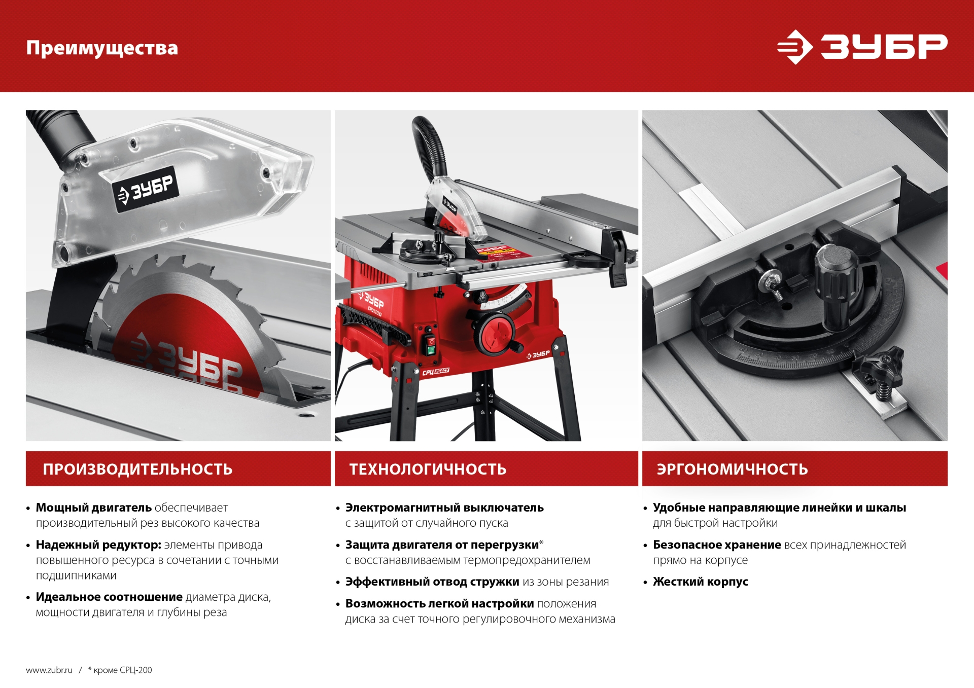 ЗУБР d 200 мм, 800 Вт, настольный распиловочный станок (СРЦ-200)