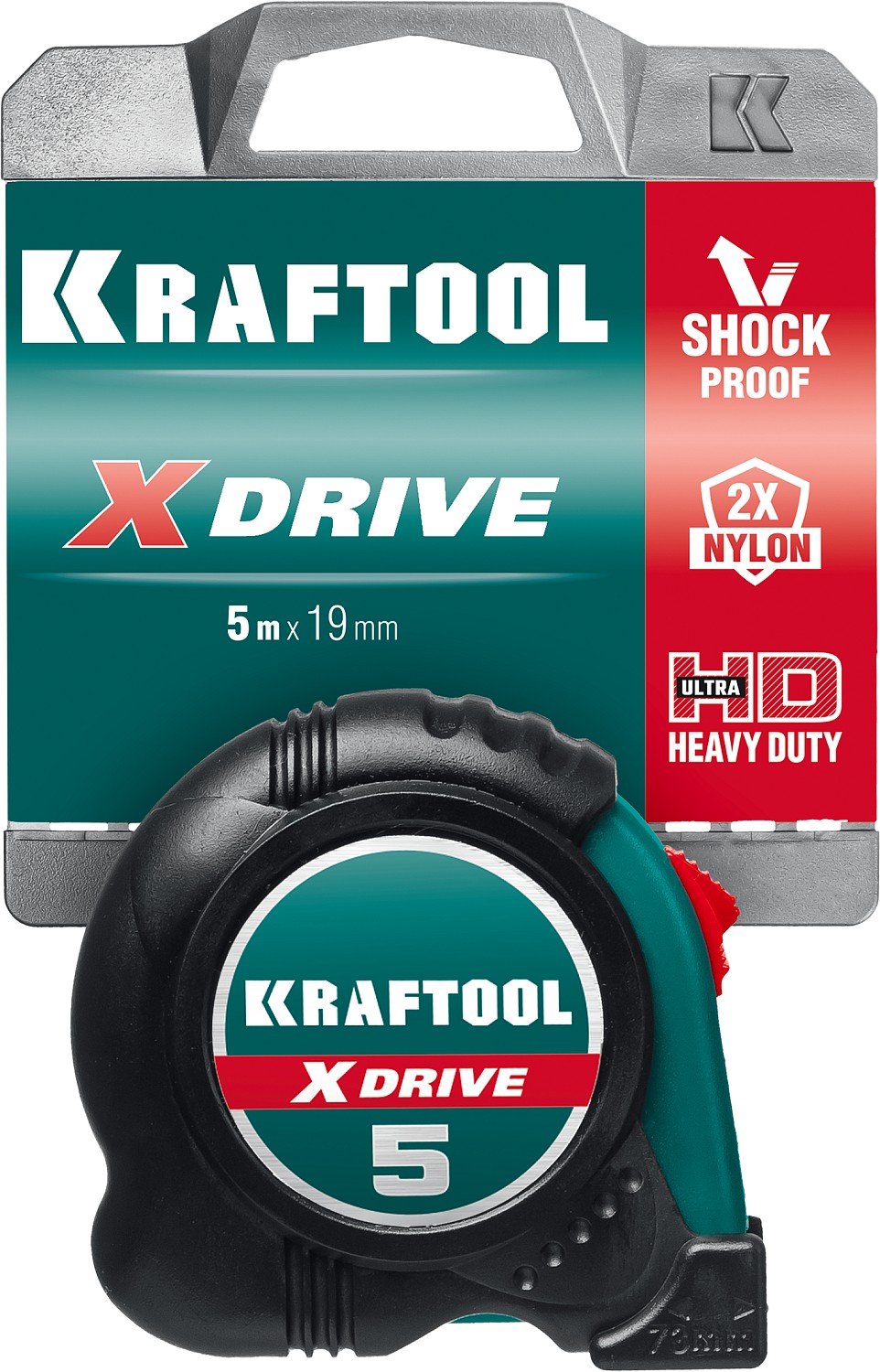 KRAFTOOL X-Drive, 5 м х 19 мм, рулетка (34122-05-19)