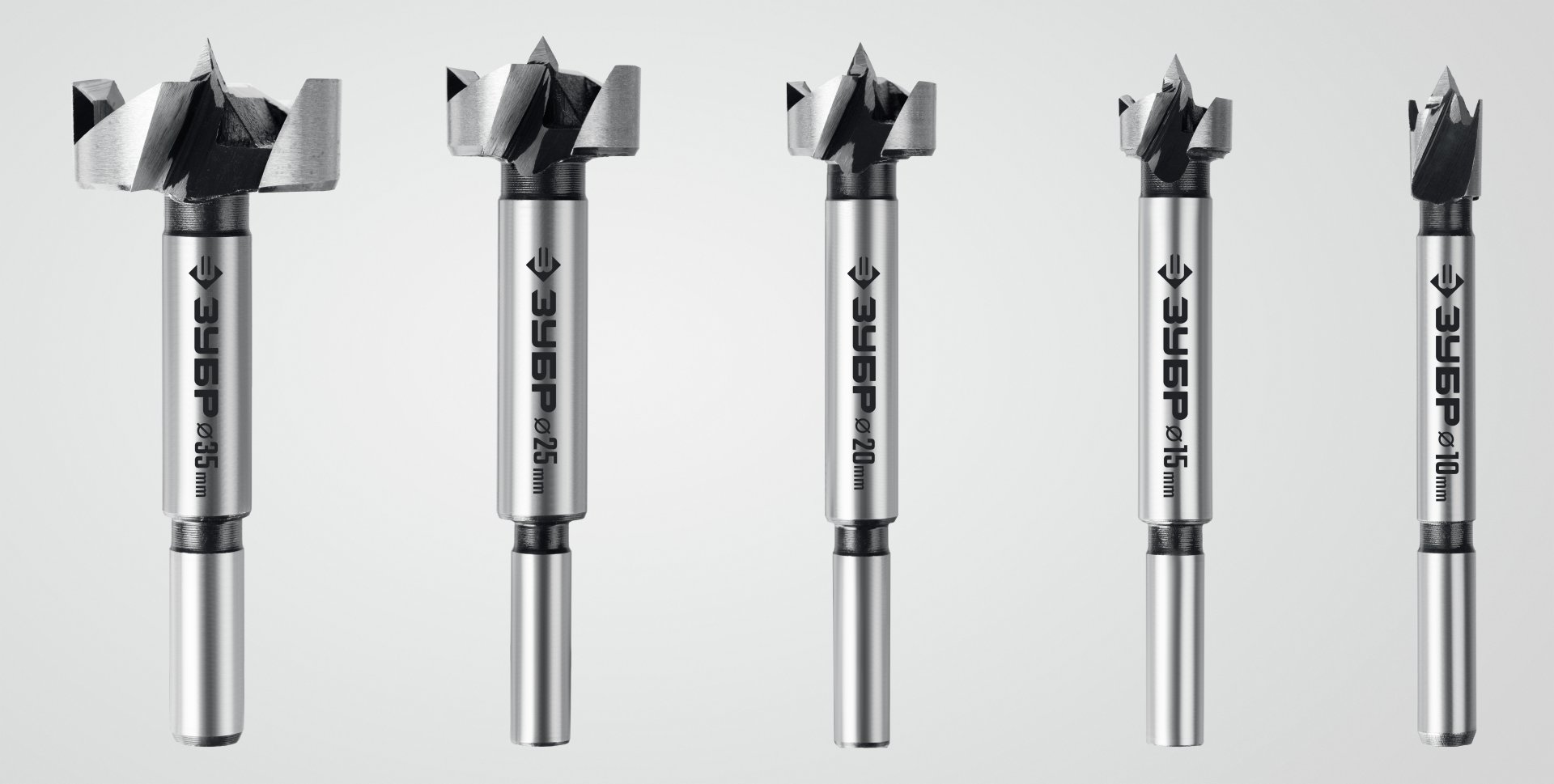 ЗУБР Форстнер 5 шт: 10-15-20-25-35 мм, набор сверл Форстнера по дереву, фанере, ДСП(2994-H5)