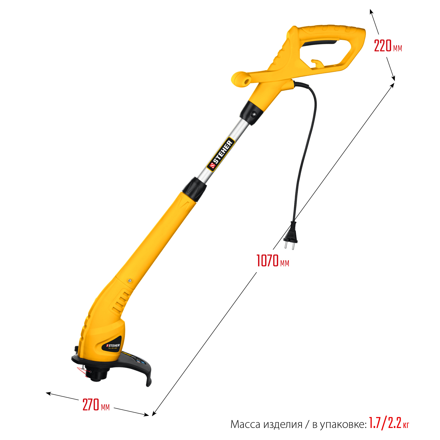 STEHER 400 Вт, ш/с 25 см, сетевой триммер (TEL-25-410)