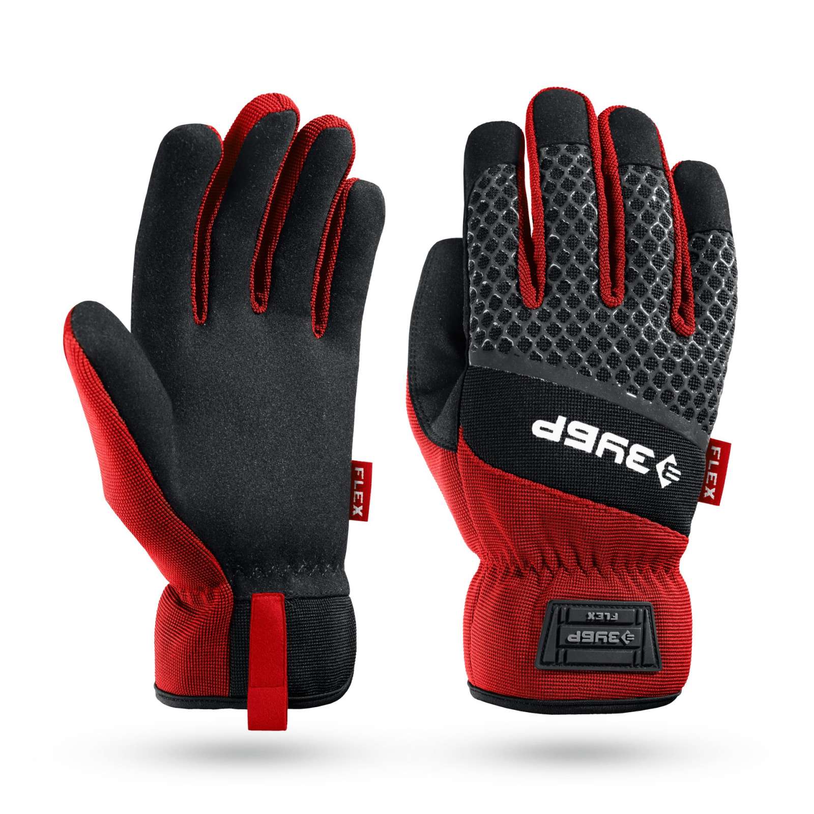 ЗУБР FLEX р.L (9), красные, профессиональные комбинированные перчатки, работа с сенсорными экранами, Профессионал (11479-L)
