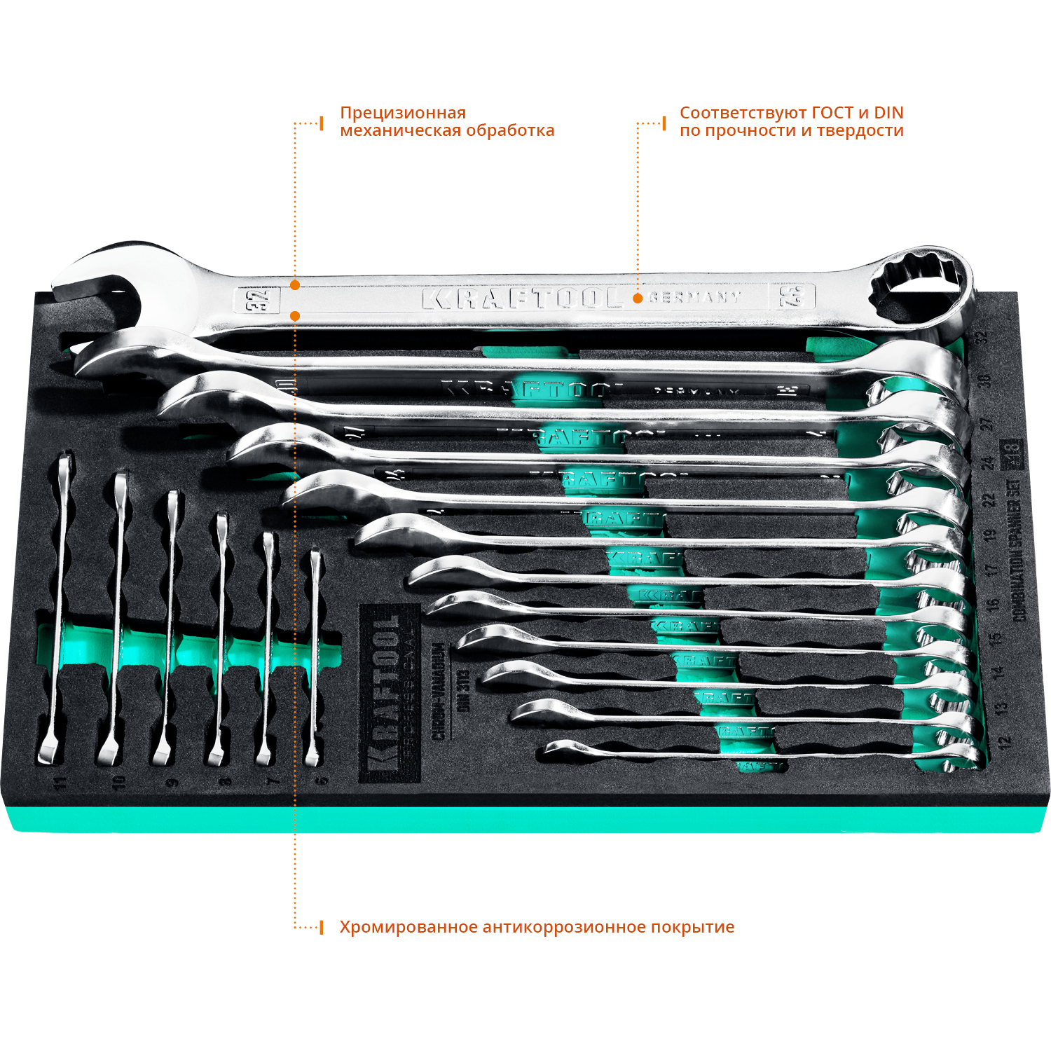 KRAFTOOL 18 шт, 6 - 32 мм, набор комбинированных гаечных ключей (27079-H18E)