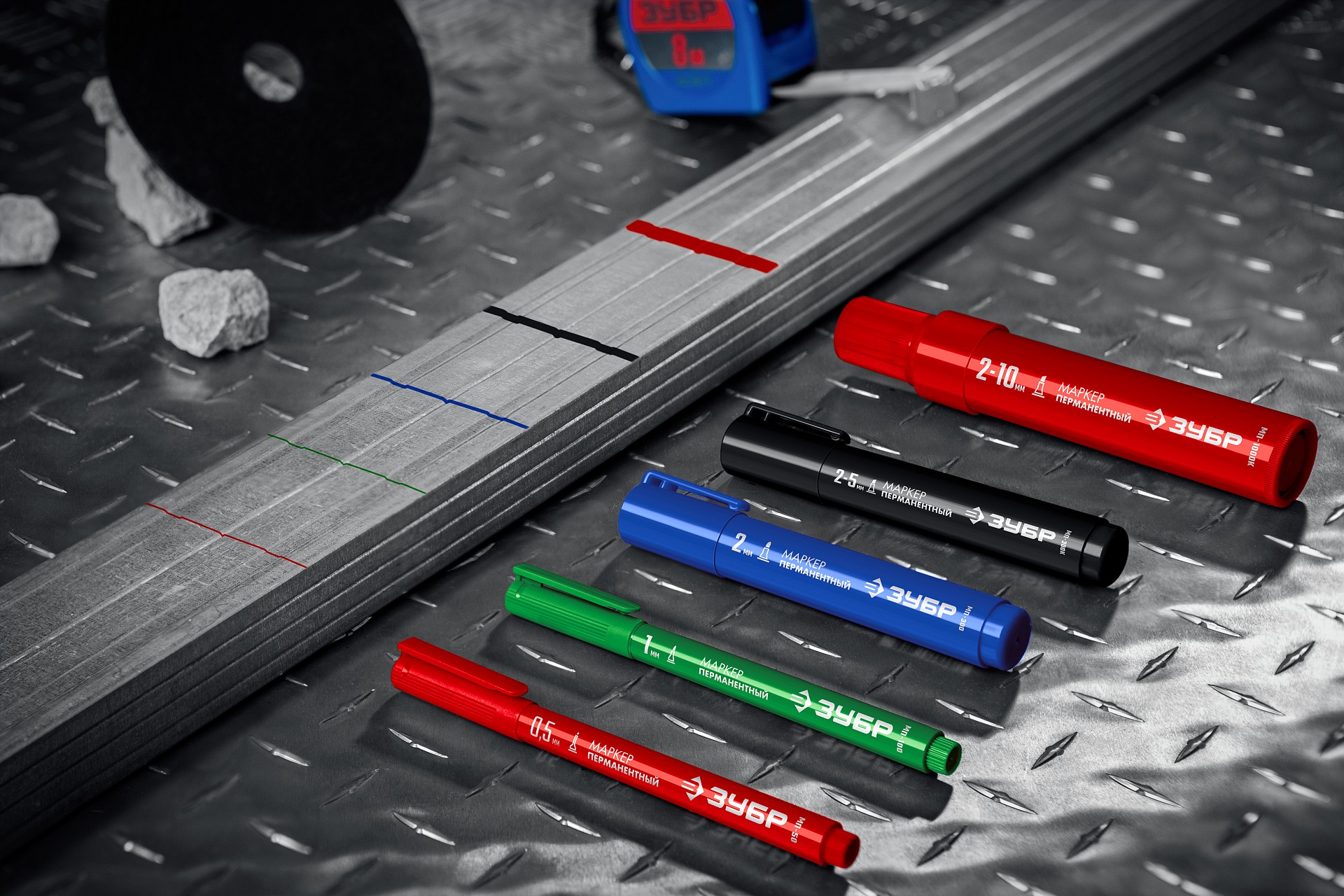 ЗУБР МП-1000К синий, 2-10 мм, клиновидный перманентный маркер (06333-7)