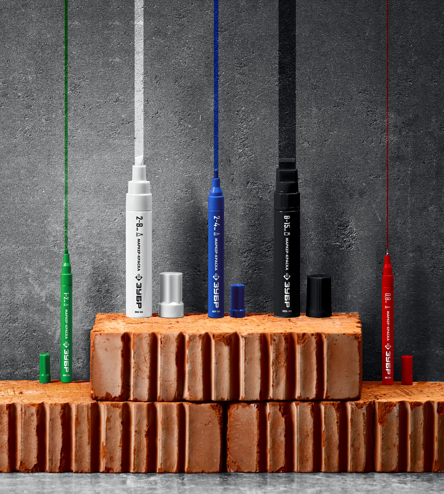 ЗУБР МК-800 зеленый, 2-8 мм клиновидный маркер-краска (06327-4)