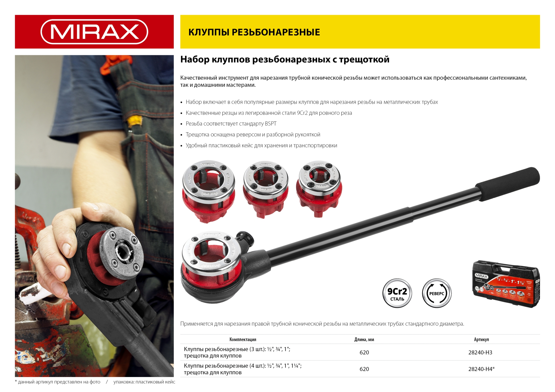 MIRAX набор клуппов с трещоткой №4 (28240-H4)