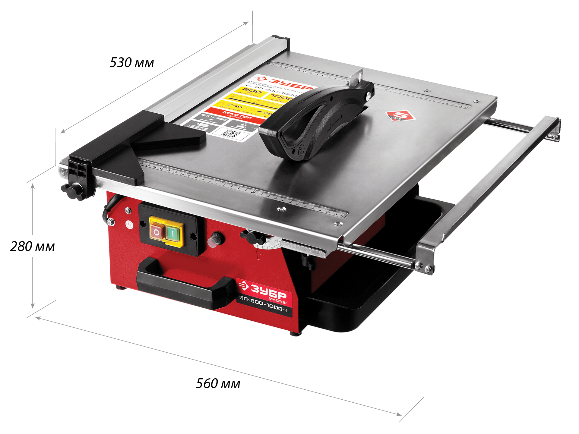 ЗУБР d 200 мм, 1000 Вт, настольный электрический плиткорез (ЭП-200-1000Н)