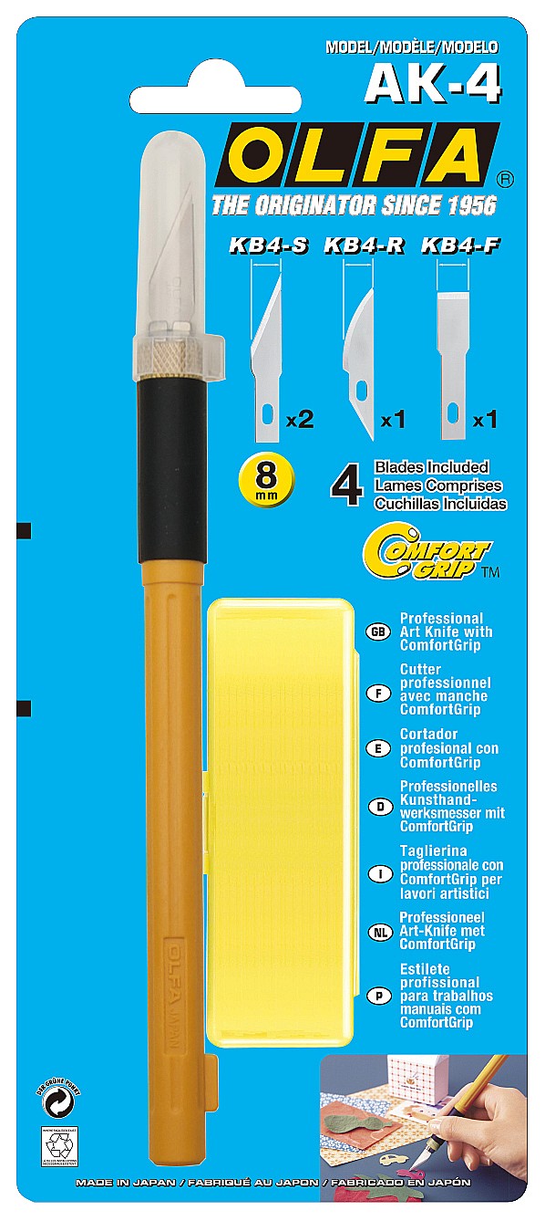 OLFA с профильными лезвиями 6 мм, 4 шт, перовой нож (OL-AK-4)
