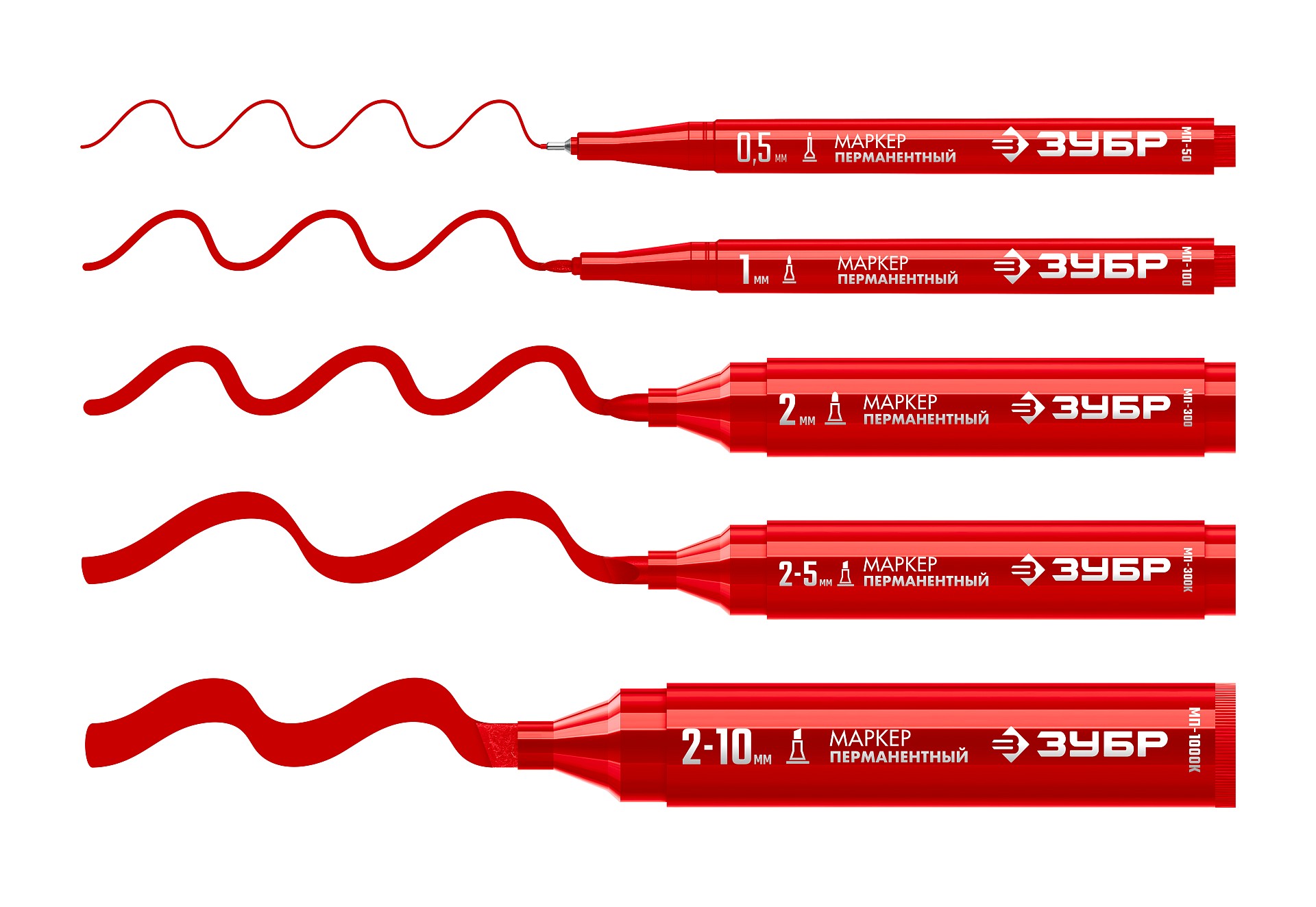 ЗУБР МП-100 красный, 1 мм перманентный маркер (06320-3)