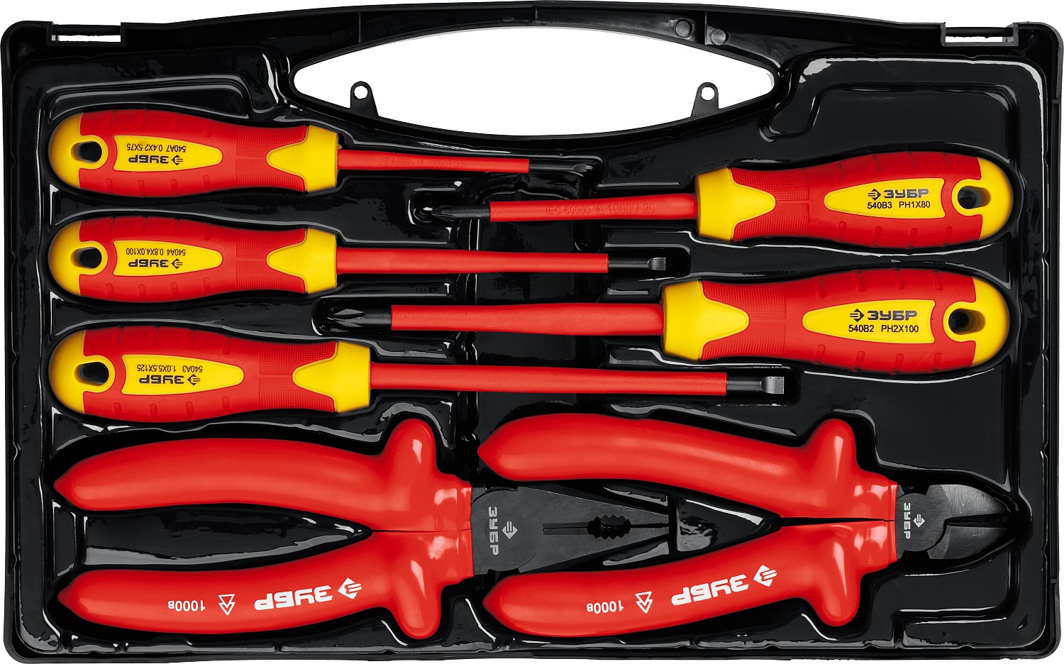 ЗУБР 7 предм., набор диэлектрического губцевого инструмента, Профессионал (2214-H7)