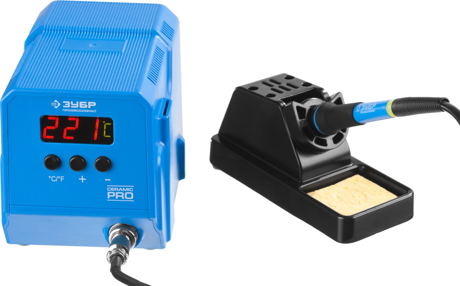 ЗУБР ПСН-60, 60 Вт, 50 - 480°C, керамический нагреватель, низкотемпературная паяльная станция цифровая, Профессионал (55336)