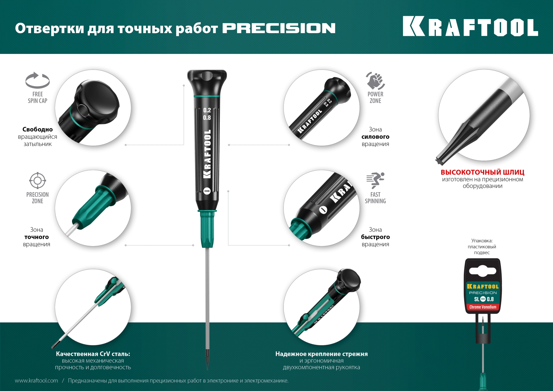 KRAFTOOL Precision TX6, отвертка для точных работ (25684-06)