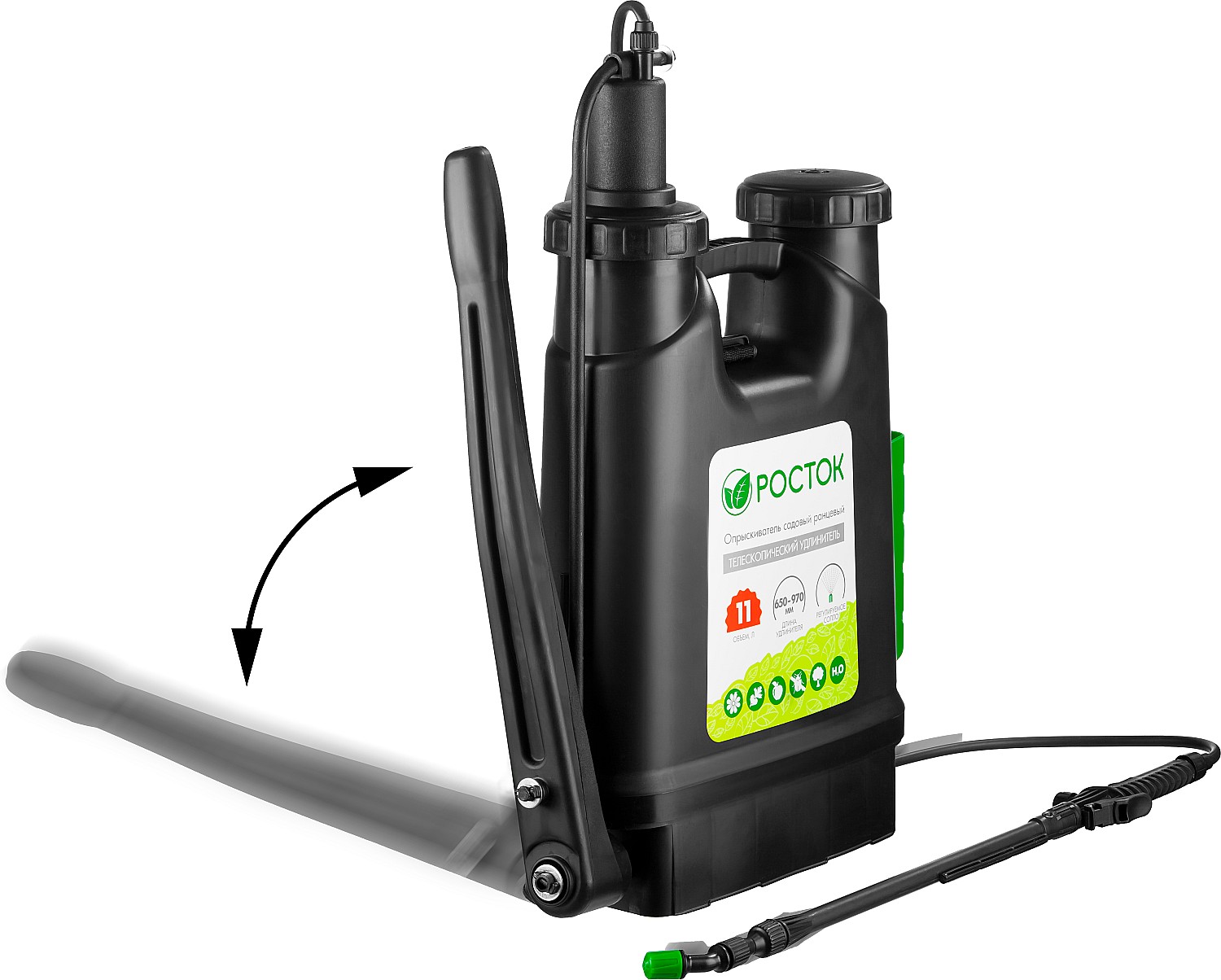 РОСТОК RK-11, 11 л, с телескопическим удлинителем, ранцевый опрыскиватель (425219)