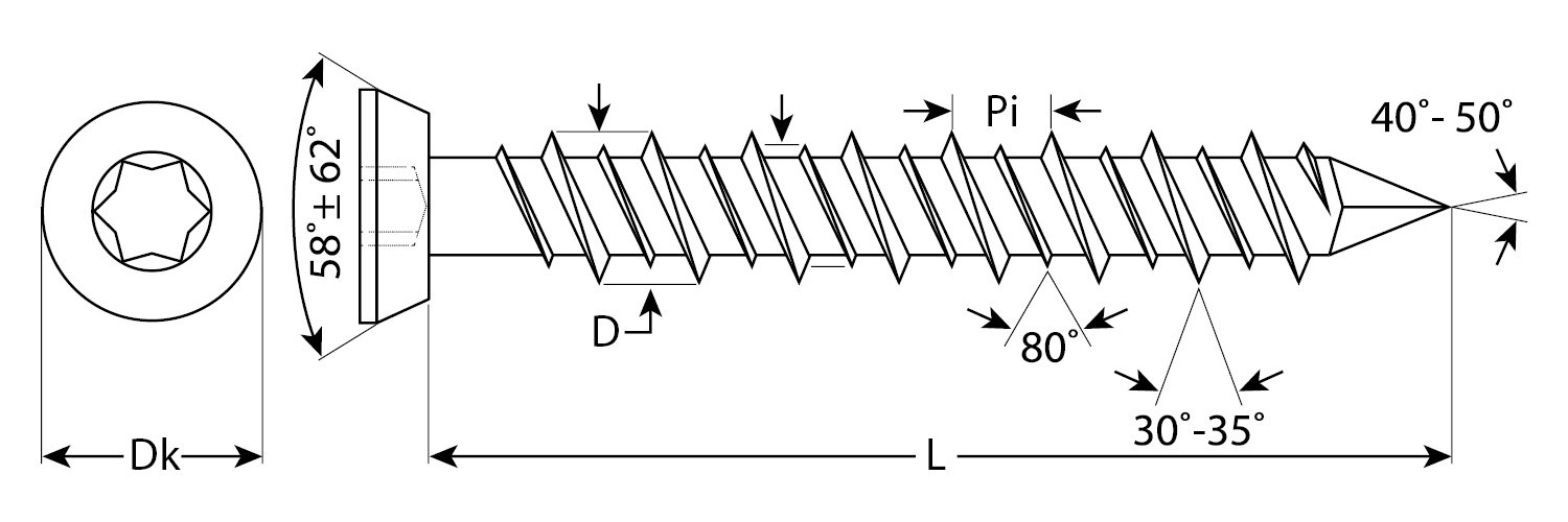 ЗУБР ШБ-Х, 202 х 7.5 мм, 50 шт (1,79 кг.) хроматированный шуруп по бетону, Профессионал (4-300483-75-202)