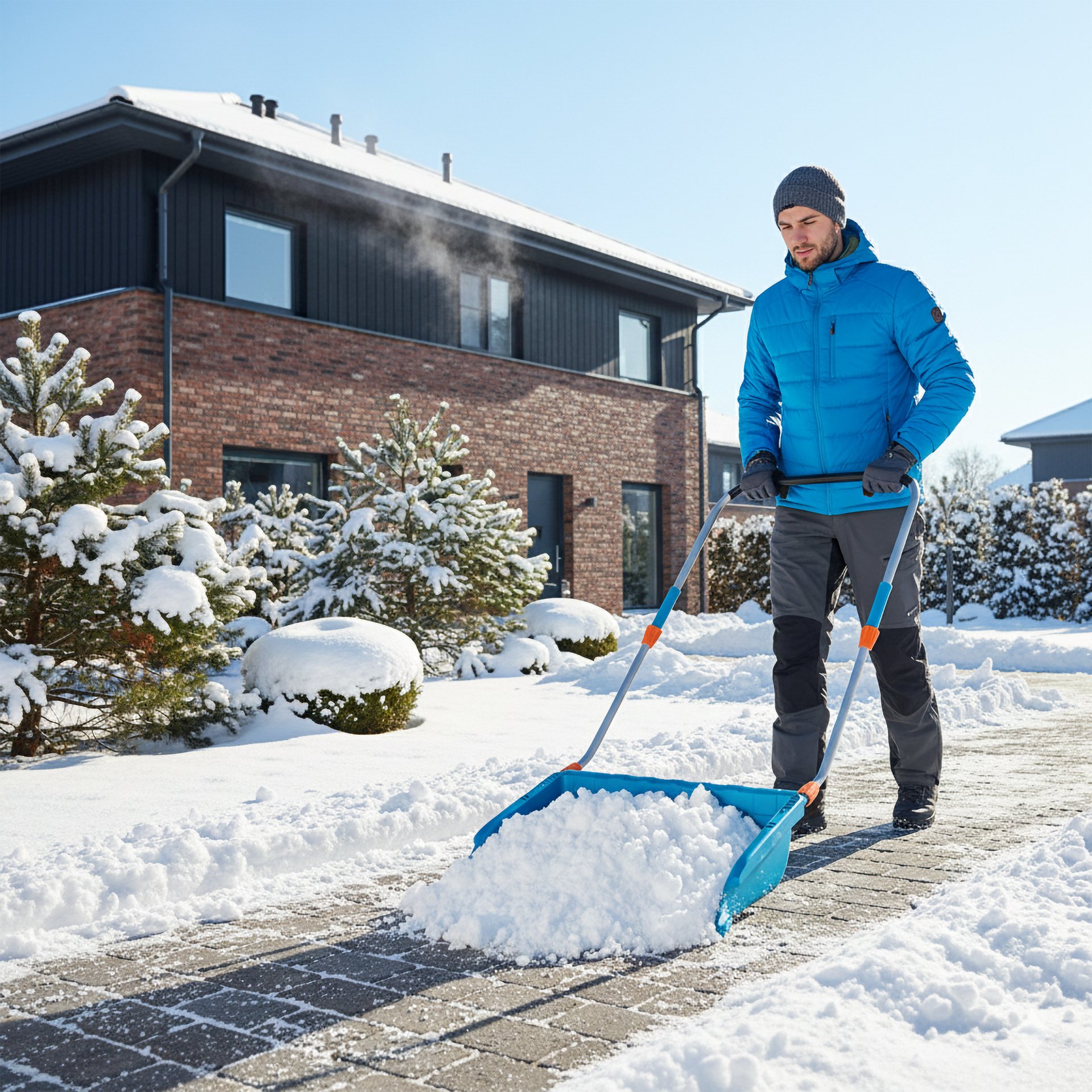 GRINDA TELESCOPIC, снеговой движок (скрепер), с телескопической ручкой, пластиковый ковш 760м, PROLine (39943)