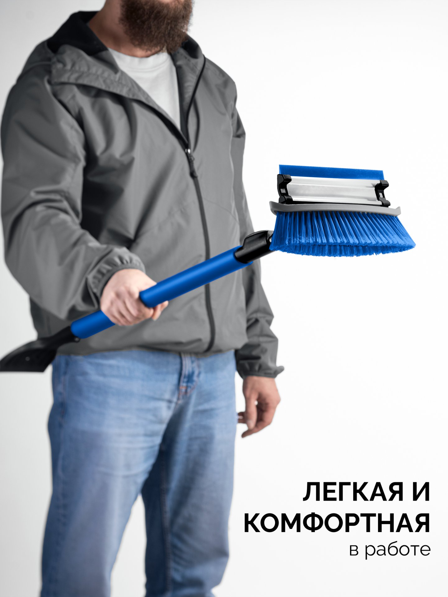 ЗУБР телескопическая щётка с поворотной головой и водосгоном от снега автомобильная, 940-1310 мм, Профессионал (61063)