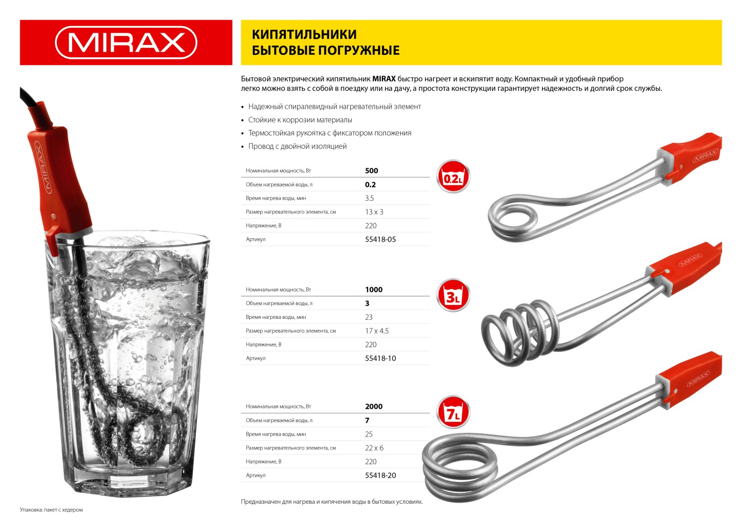 MIRAX 2000 Вт, 22 см, кипятильник (55418-20)