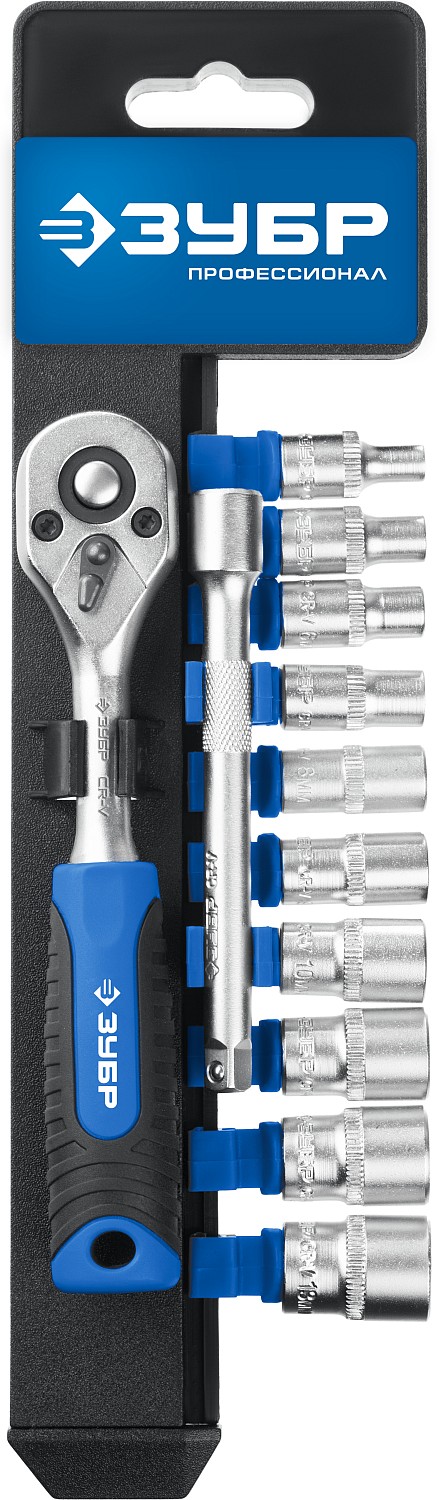 ЗУБР ТМ-12М, 12 предм., (1/4″), набор торцовых головок, Профессионал (27645-H12)