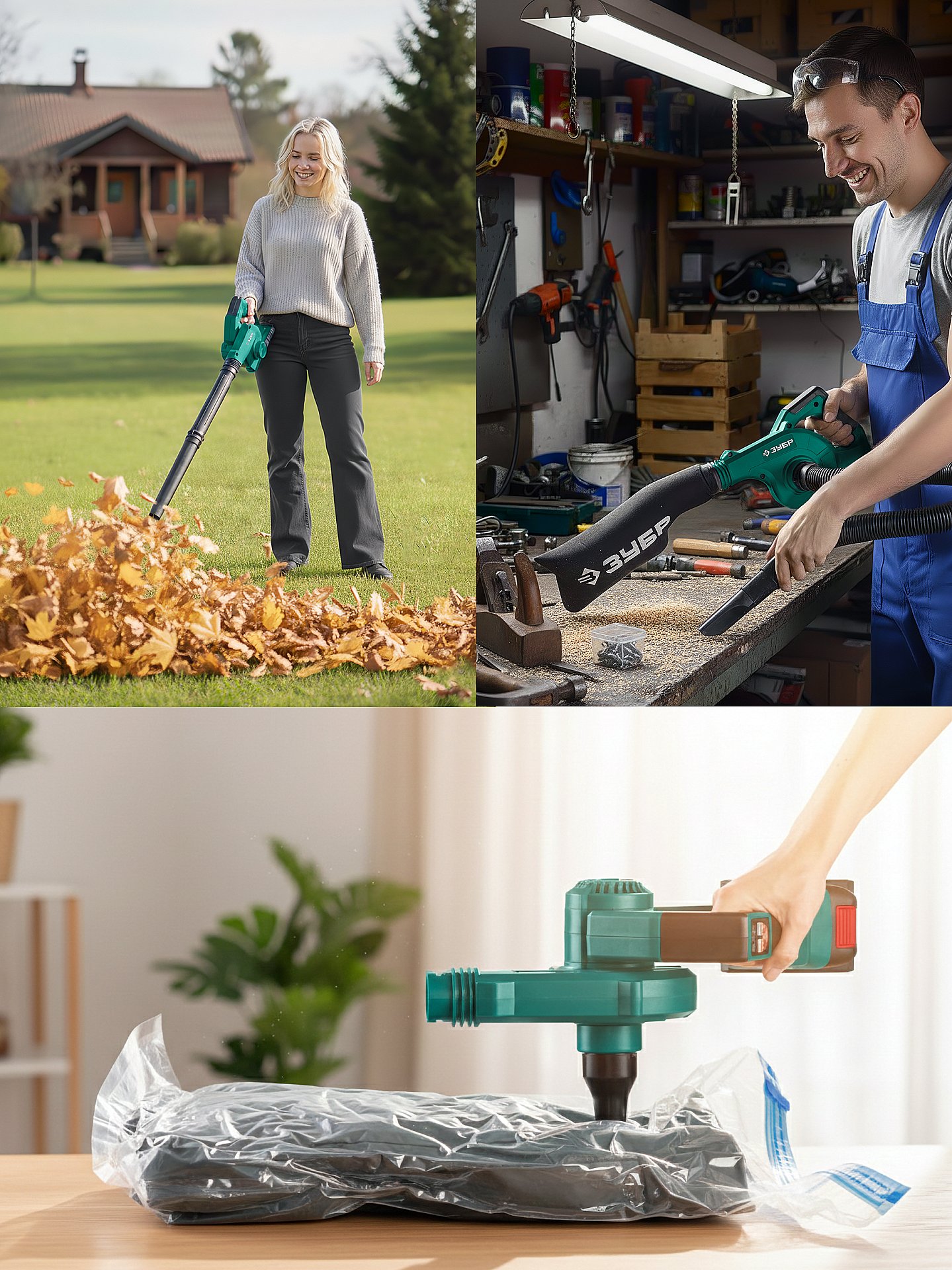 ЗУБР 20 В, 200 м3/ч, 1 АКБ LMS (2 Ач), воздуходувка-пылесос аккумуляторная (ВА-200-21)