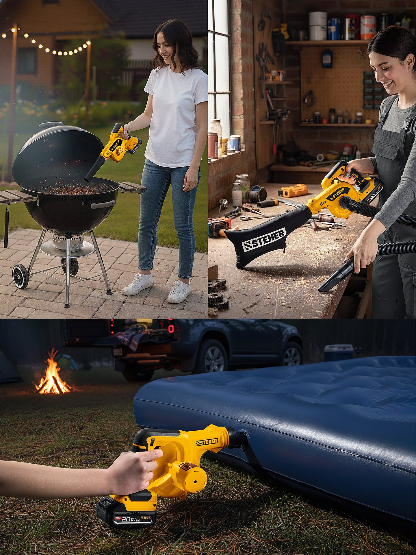 STEHER 20 В, 200 м3/ч, 1 АКБ LMS (2 Ач), воздуходувка-пылесос аккумуляторная (BLB-200-21)