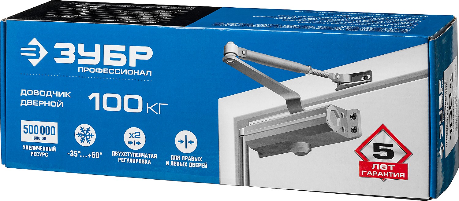 ЗУБР до 100 кг, цвет коричневый, дверной доводчик, Профессионал (37912-100)