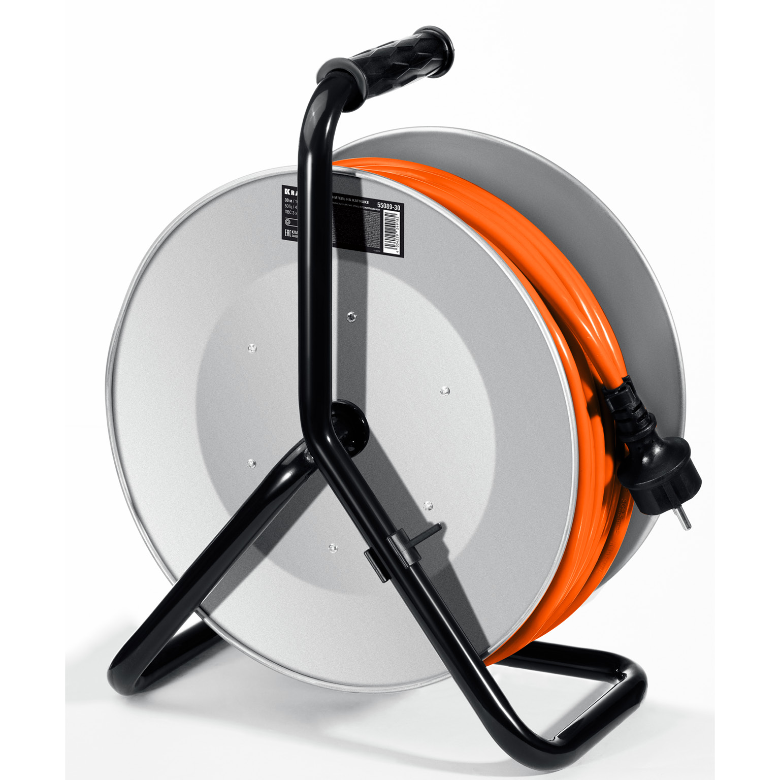 KRAFTOOL ПВС 3х2.5 30м 4000Вт IP44, Силовой удлинитель на стальной катушкеEXPERT (55089-30)