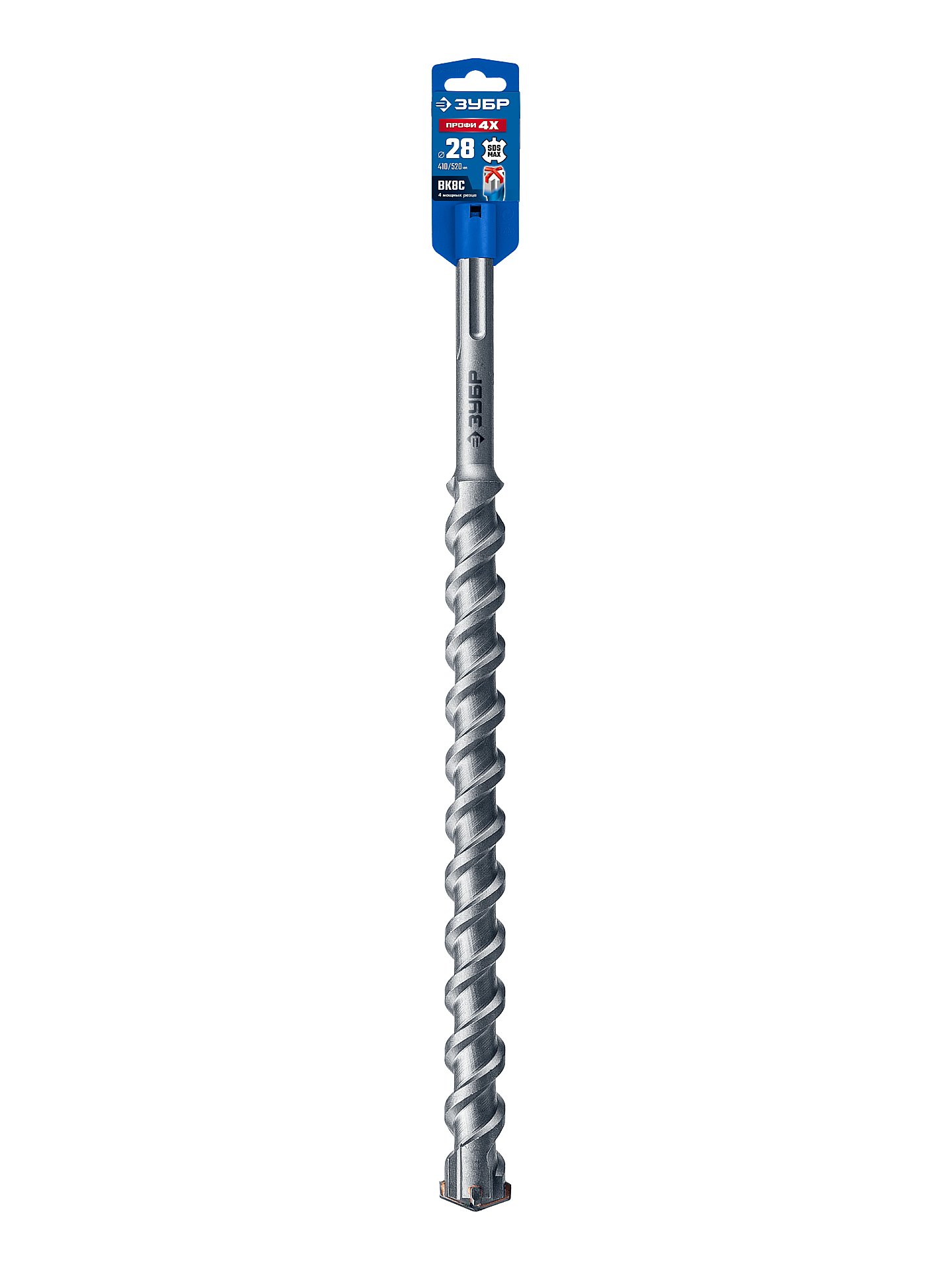 ЗУБР ПРОФИ-4Х 28x410/520 мм, SDS-max бур, ПРОФЕССИОНАЛ (29350-410-28)
