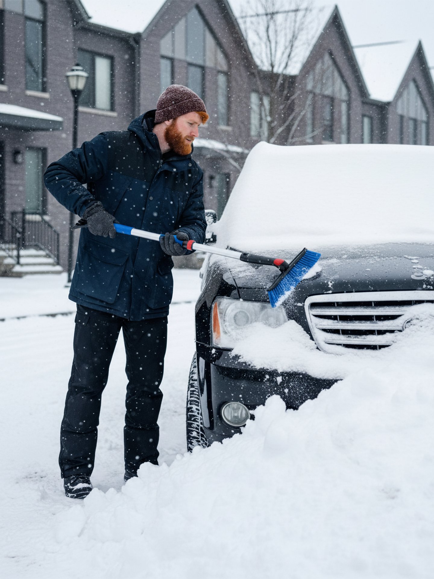 ЗУБР телескопическая щётка с поворотной головой от снега автомобильная, 860-1210 мм, Профессионал (61062)