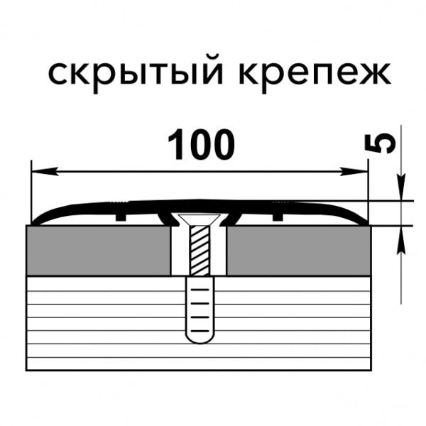 Порог алюминиевый  ПС-06 100x5x1350 мм, окрашенный в черный