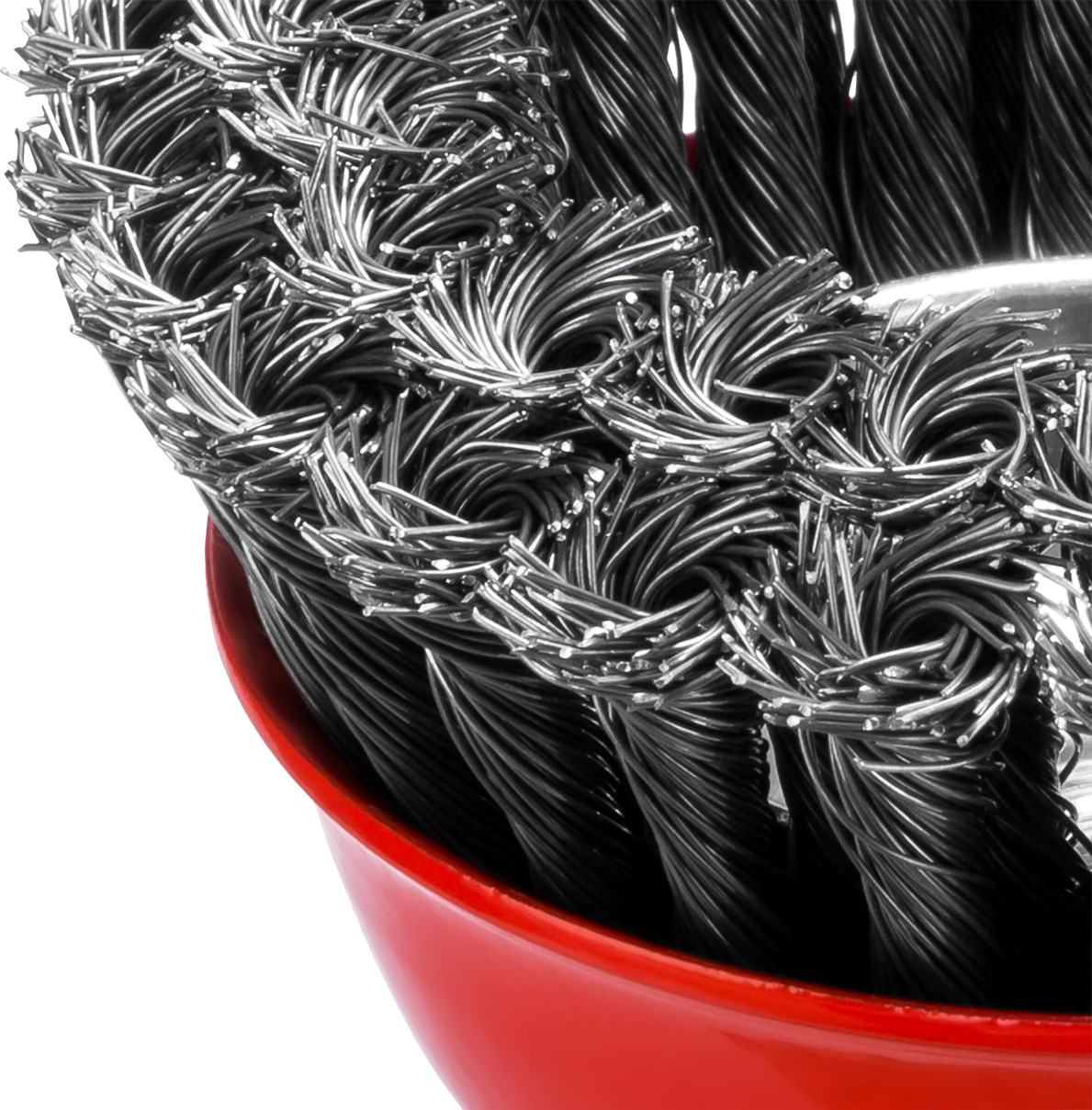 MIRAX 120 мм, жгутированная стальная проволока 0.5 мм, чашечная щетка-крацовка для УШМ (35104-120)