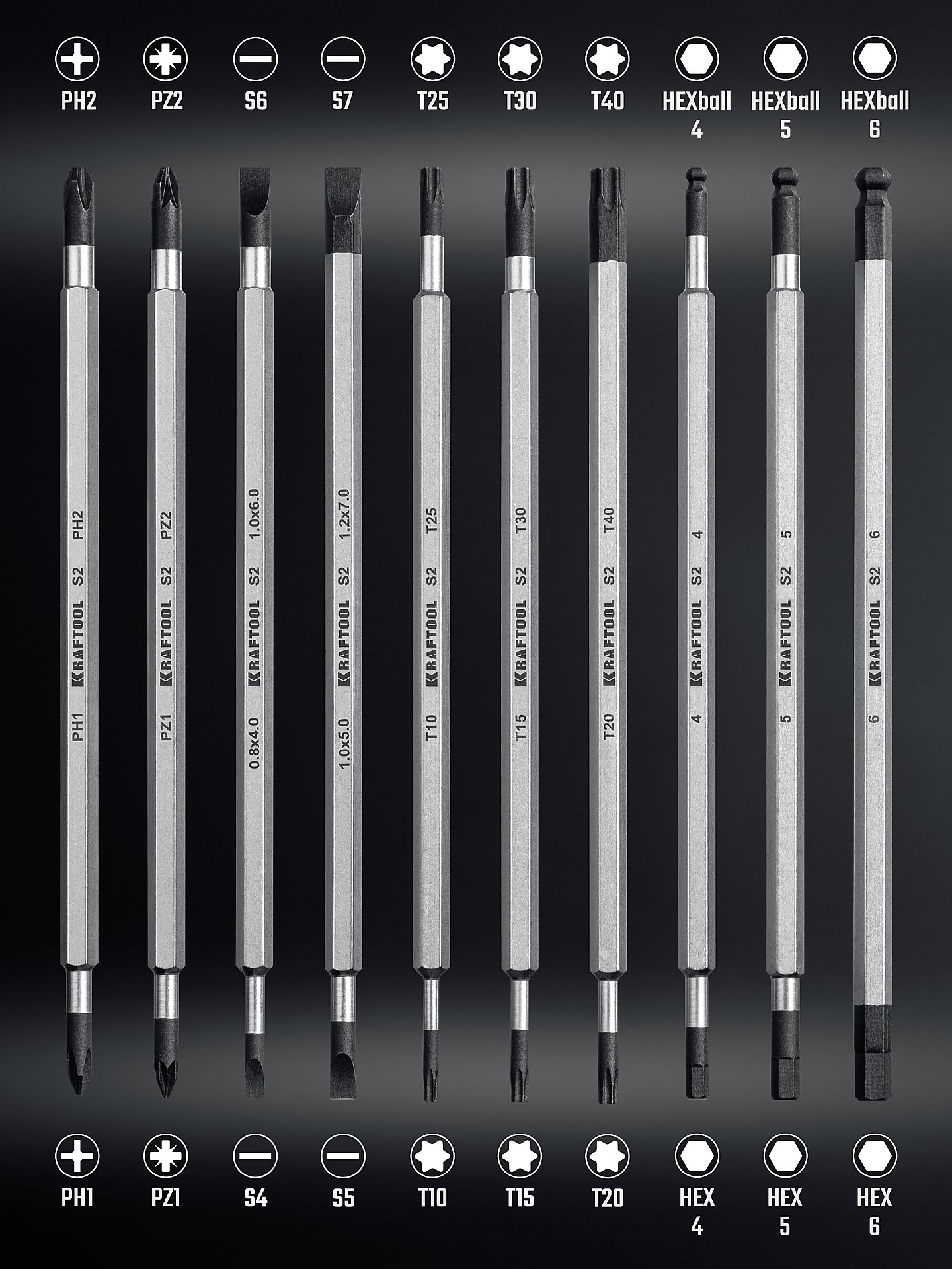 KRAFTOOL Double 20, 20 шт, набор: отвертка с переставными стержнями (25817)