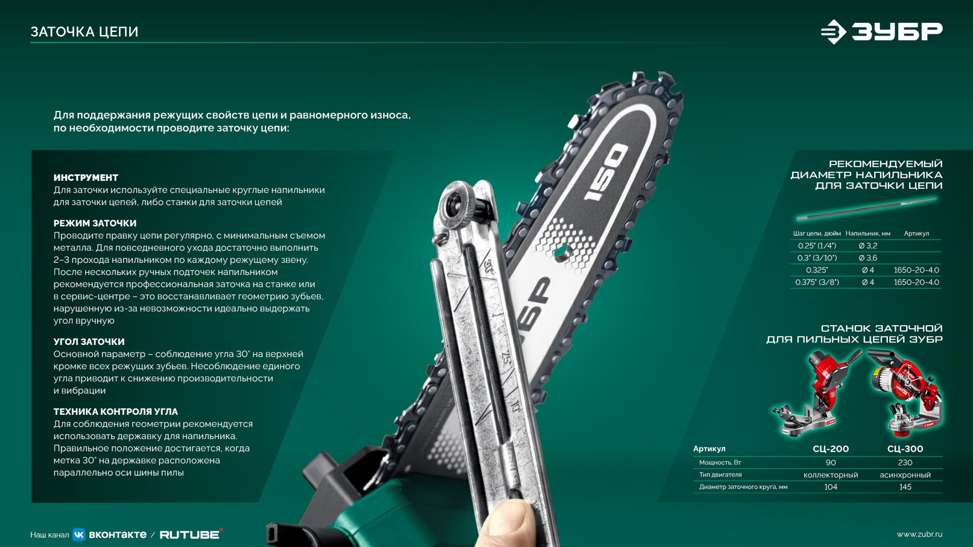 ЗУБР тип 6, 35 см, шаг 3/8″, паз 1.1 мм, 52 звена, цепь (71306-35)