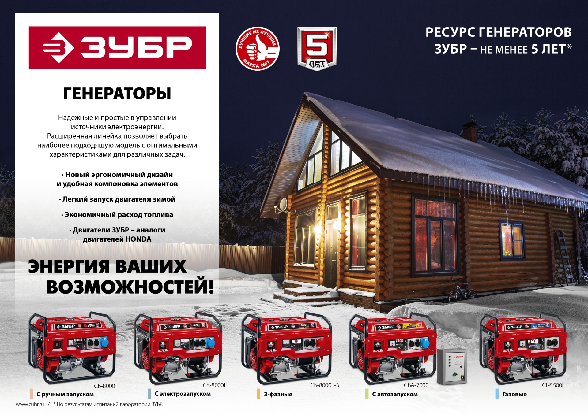 ЗУБР 8000 Вт, бензиновый генератор с электростартером (СБ-8000Е)