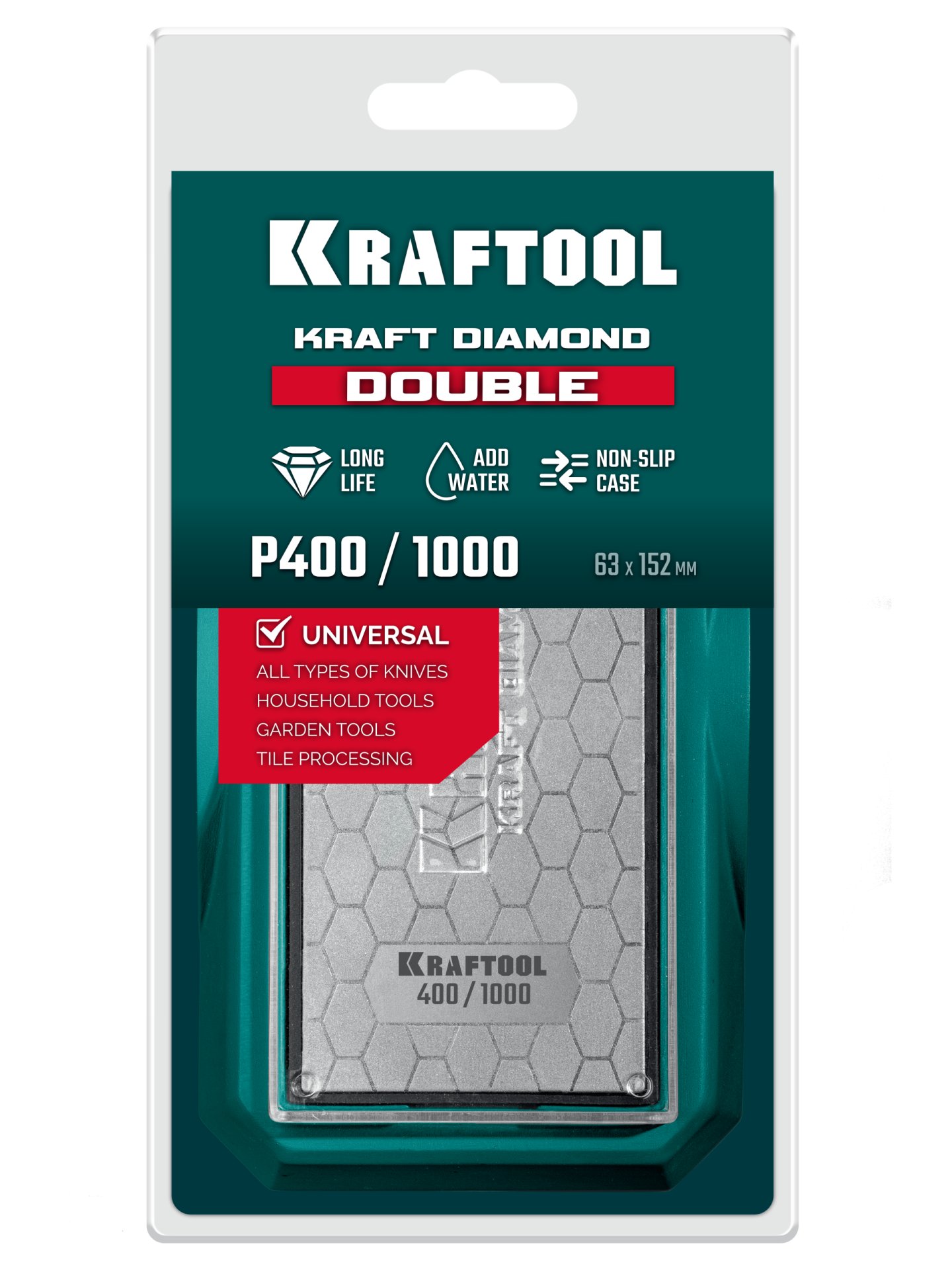 KRAFTOOL DIAMOND DOUBLE Р400/1000, пластина алмазная заточная двухсторонняя (35711-400-1000)